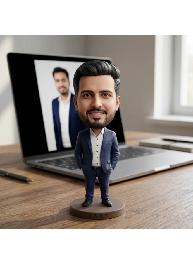 ARTIQRA Custom Bobblehead from Photo | Personalized 3D Bobblehead Figurine | Handmade Resin Nodding Doll | Funny Desk Decor Gift for Birthday, Office | ARTIQRA - Image 1