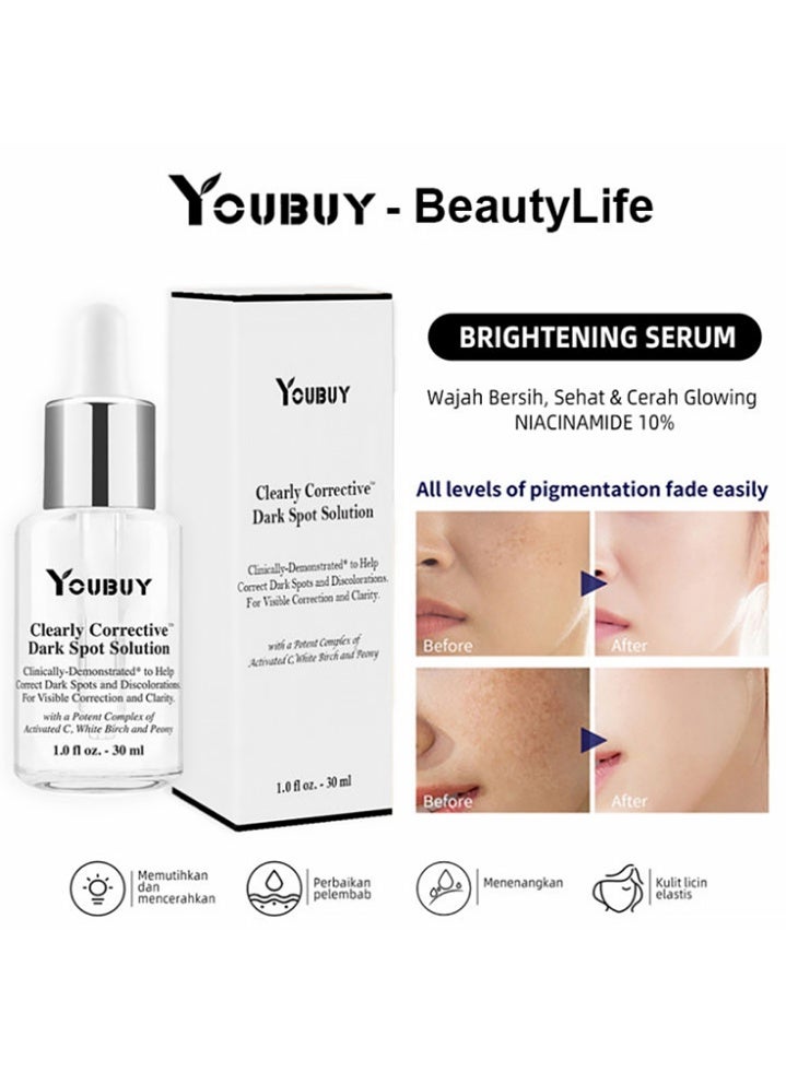 YOUBUY Whitening Essence-Clearly Corrective  Dark Spot Solution for Dark Spots, Blackheads & Clogged Pores, Brightening Facial Serum, Reduces Hyperpigmentation & Post-acne Marks, with Vitamin C & Salicylic Acid, All Skin Types, Paraben-free, Mineral Oil-free 30ml - Image 2