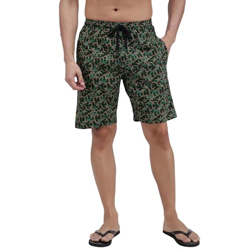 Amul Comfy Men’s Bermuda Shorts | Pure Cotton | Outer Elastic Comfort Fit | Soft Hand Feel | No Marks Waistband | Everyday Casual & Lounge Wear | Color May Vary | (Pack of 1) Multicolour - Image 1