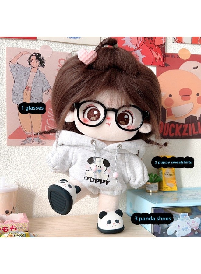 Official Genuine Annual Cotton Doll 20cm Doll Clothes With Skeleton Nude Doll Can Be Changed Plush Doll In Stock-Specifications:20cm (skeleton Has Been Taken Care Of)-Color: Annual Naked Baby + Puppy Sweater + Panda Shoes + Glasses + Gifts - Image 1