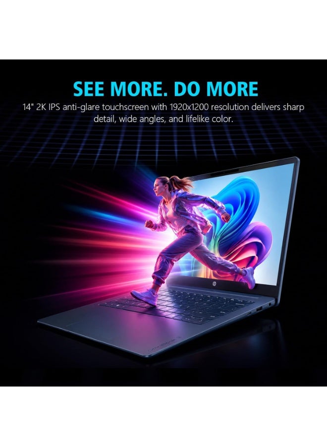 HP OmniBook 3 14-inch Next Gen AI PC Laptop with Snapdragon X X1-26-100, 16GB RAM, 2TB SSD, 2K Touchscreen, Windows 11 Pro, Starlit Blue English Starlit Blue - Image 4