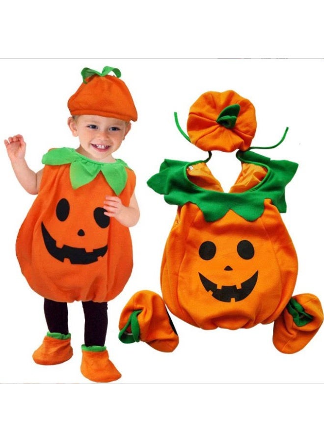 Home Smart Pumpkin Costume for Children's with Hat and Shoe Covers Baby Orange Pumpkin Cloth for Themed Party Halloween Masquerade and Party Favor - Image 1