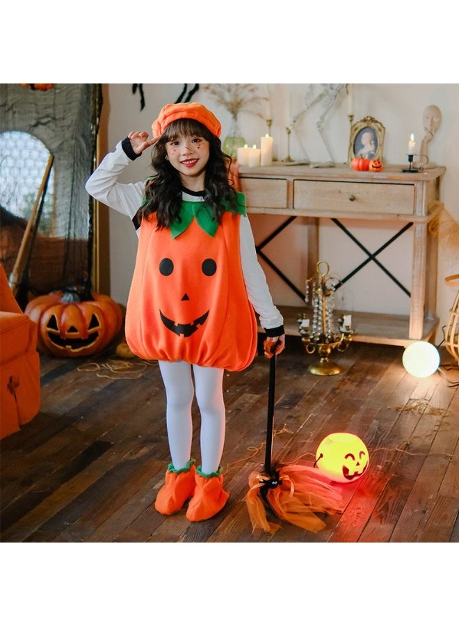 Home Smart Pumpkin Costume for Children's with Hat and Shoe Covers Baby Orange Pumpkin Cloth for Themed Party Halloween Masquerade and Party Favor - Image 5