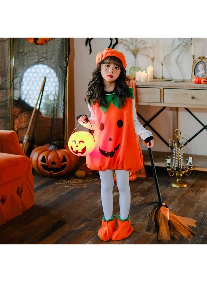 Home Smart Pumpkin Costume for Children's with Hat and Shoe Covers Baby Orange Pumpkin Cloth for Themed Party Halloween Masquerade and Party Favor - Image 3