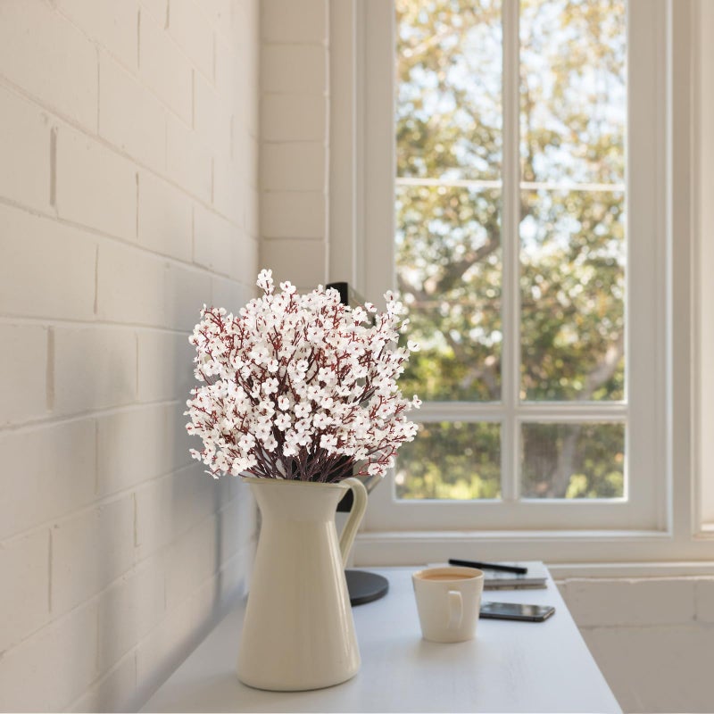 Hiagrow Babys Breath Artificial Flowers  8 Bundles Real Touch Fake Flowers Burgundy Silk Flowers Bulk For Vase Home Office Wedding Christmas Indoor Outdoor Centerpiece Table Party Decorations - Image 4