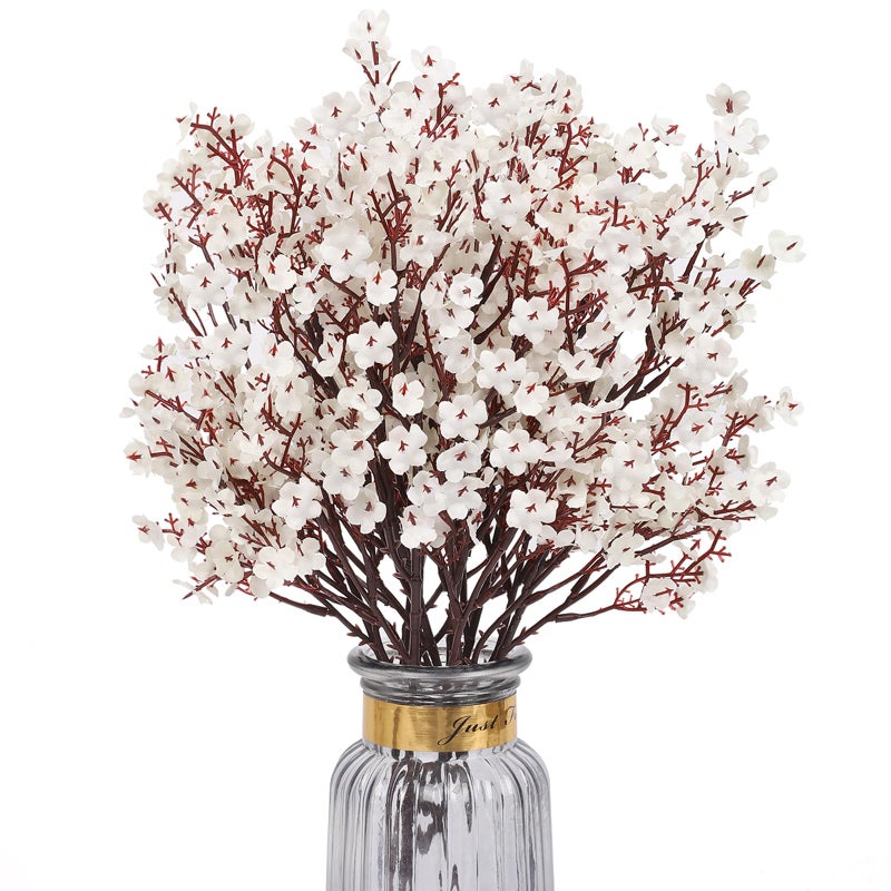Hiagrow Babys Breath Artificial Flowers  8 Bundles Real Touch Fake Flowers Burgundy Silk Flowers Bulk For Vase Home Office Wedding Christmas Indoor Outdoor Centerpiece Table Party Decorations - Image 1