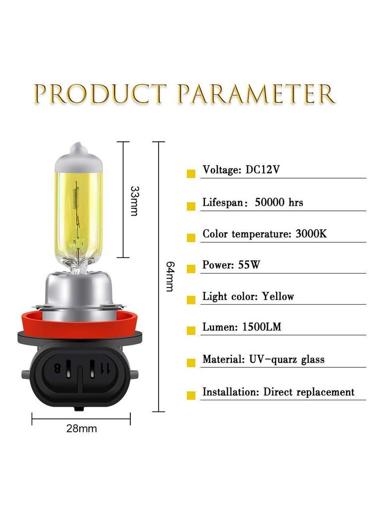 MUNTAQI LED Headlight Bulbs, Fog Light Lamp, 55W Halogen Headlight Bulbs 3000K Super Bright, 360 Degree Adjustable, Non-polarity Plug u0026 Play, Pack of 2 - Image 2