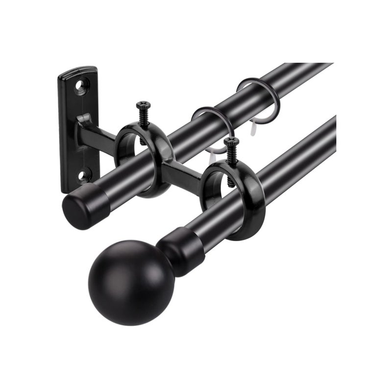 Zikra Bracket for Curtain Pole, 2pcs Double Curtain RodHolder, Wall Mount Heavy Duty Adjustable 28mm Curtain Rod Bracket for Window, Bedroom, Home Black - Image 5