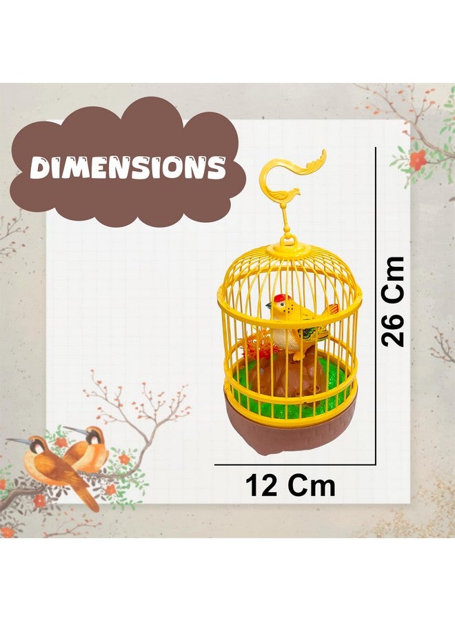 vGRASSP VGRASSP Sound Activated Chirping Bird in Hanging Cage - Beautiful Pinjra Bird Toy for Kids with LED Light- Clap to See The Moving Beak and Flapping Wings - Color and Design As Per Stock (Design 1) - Image 3