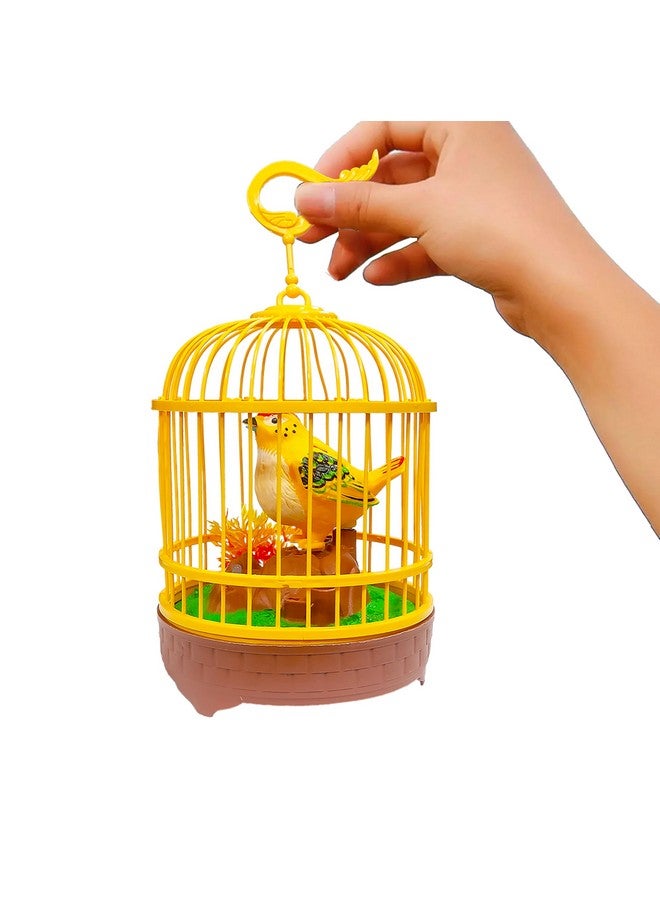 vGRASSP VGRASSP Sound Activated Chirping Bird in Hanging Cage - Beautiful Pinjra Bird Toy for Kids with LED Light- Clap to See The Moving Beak and Flapping Wings - Color and Design As Per Stock (Design 1) - Image 1