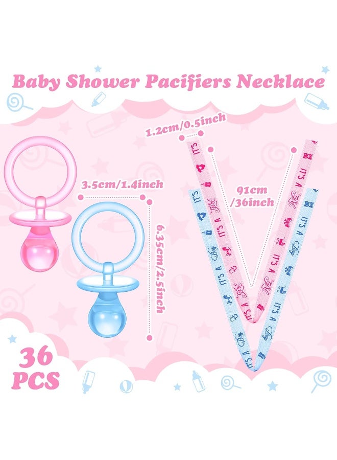 Coume 36 Pieces Baby Shower Pacifiers Necklace Acrylic Baby Pacifiers Party Favors Pacifiers Charm Pacifiers Necklace for Girls Boys Baby Shower Party Decorations Table Scatter (Boy, Girl Style, Blue, Pink) - Image 3