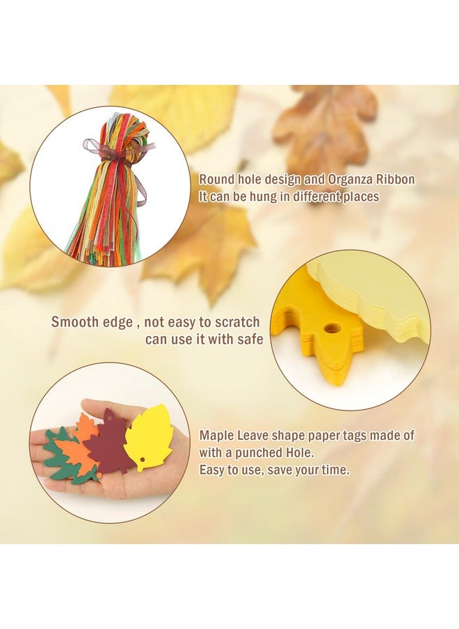 jijAcraft 180Pcs Paper Leaves Gift Tags With Ribbon, Maple Leaf Tags For Thanksgiving, 9 Styles Fall Leaves Labels, Fall Cutouts For Autumn Thanksgiving, Classroom Leaves Cutouts Artificial  - Image 3
