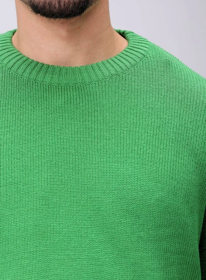 شركة المرآب الهندية Men Oversized Solid Crew Neck Sweater