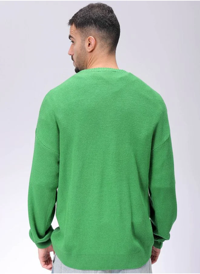 The Indian Garage Co Men Oversized Solid Crew Neck Sweater