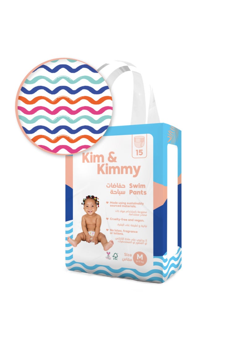 Kim & Kimmy Swim Pants Diaper Size Medium Wave Riders 15 Diapers - Image 1