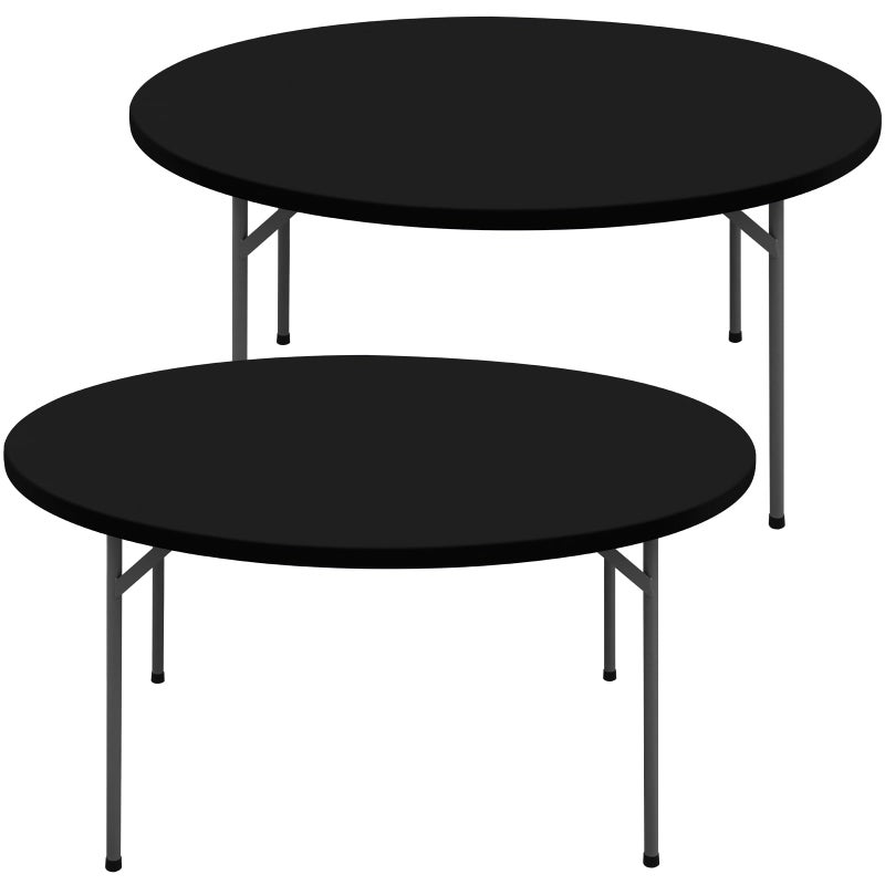 Moosfor Round Spandex Tablecloth 2 Pack, Elastic Fitted Waterproof Tablecloths for 45"-56" Tables, Stretch Washable Picnic Table Cover for Camping, Dining, Indoor and Outdoor, Black - Image 1