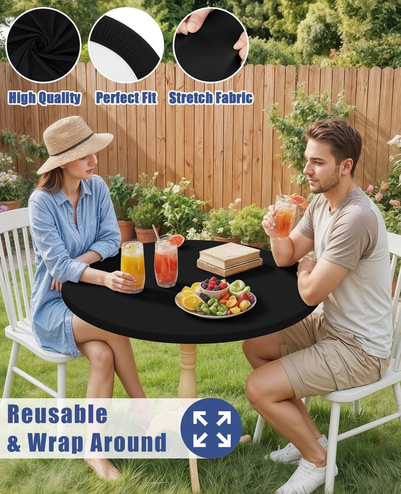Moosfor Round Spandex Tablecloth 2 Pack, Elastic Fitted Waterproof Tablecloths for 45"-56" Tables, Stretch Washable Picnic Table Cover for Camping, Dining, Indoor and Outdoor, Black - Image 5