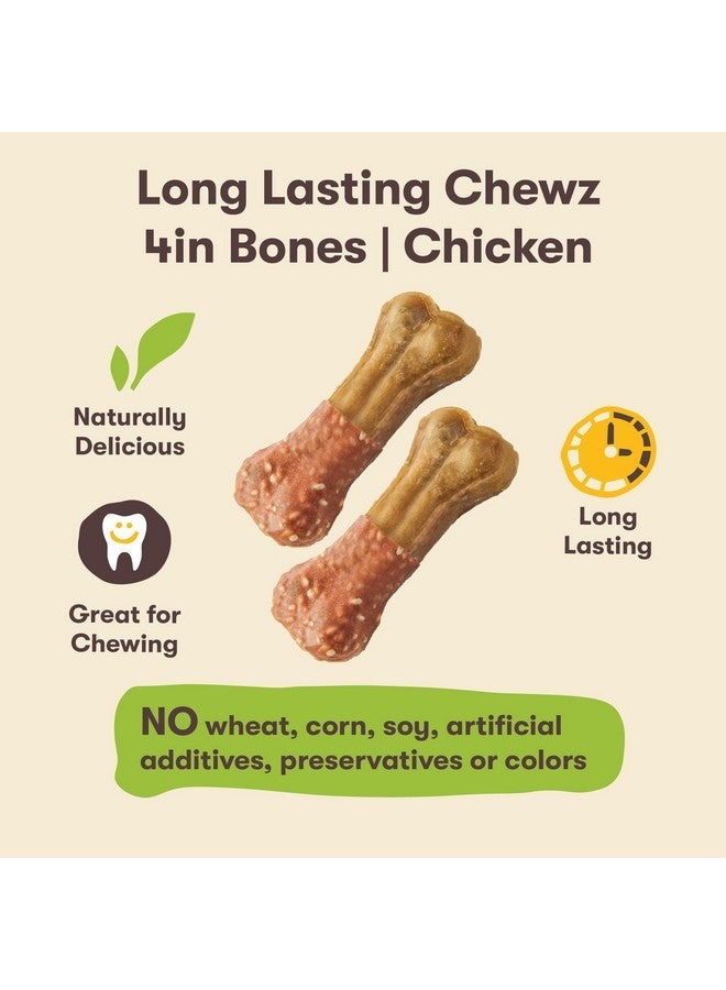 بيت آند شيب مكافآت الكلاب طويلة الأمد من Pet 'n Shape - جلد خام ملفوف بالدجاج، 6 عظام، طول 4 بوصات - Image 4