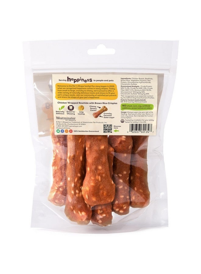 بيت آند شيب مكافآت الكلاب طويلة الأمد من Pet 'n Shape - جلد خام ملفوف بالدجاج، 6 عظام، طول 4 بوصات - Image 2