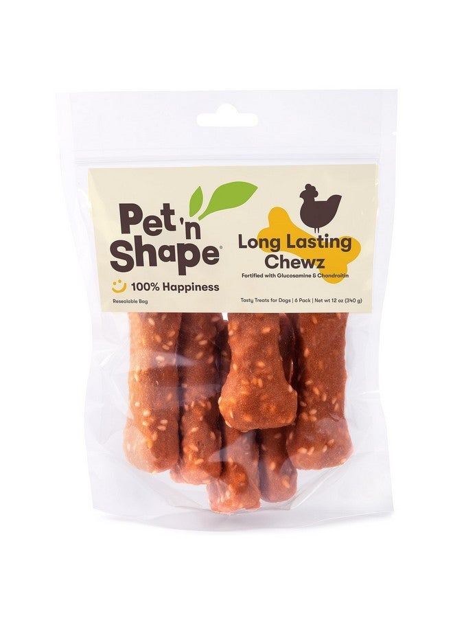 بيت آند شيب مكافآت الكلاب طويلة الأمد من Pet 'n Shape - جلد خام ملفوف بالدجاج، 6 عظام، طول 4 بوصات - Image 1