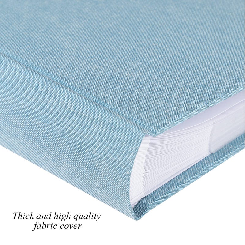 1DOT2 Luxury Fabric Photo Album 4x6 With Writing Space Acid Free Pockets Holds 300 Photos with Memo  3 Per Pages Photobook Album for Wedding Vacation Family Cyan Blue - Image 2