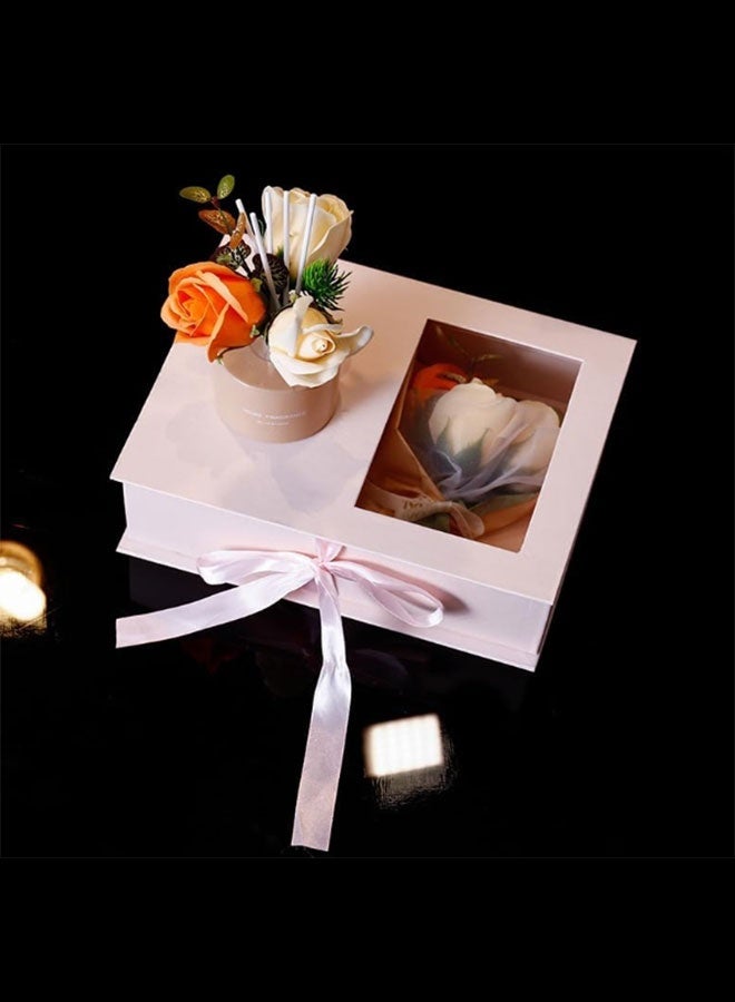 مجموعة هدايا منزلية فاخرة معطرة بعطر رائع وباقة زهور صغيرة جميلة للاسترخاء التام وتصميم أنيق للمنزل - Image 4