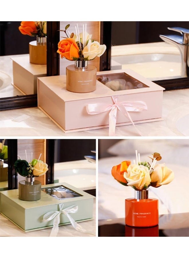 مجموعة هدايا منزلية فاخرة معطرة بعطر رائع وباقة زهور صغيرة جميلة للاسترخاء التام وتصميم أنيق للمنزل - Image 5