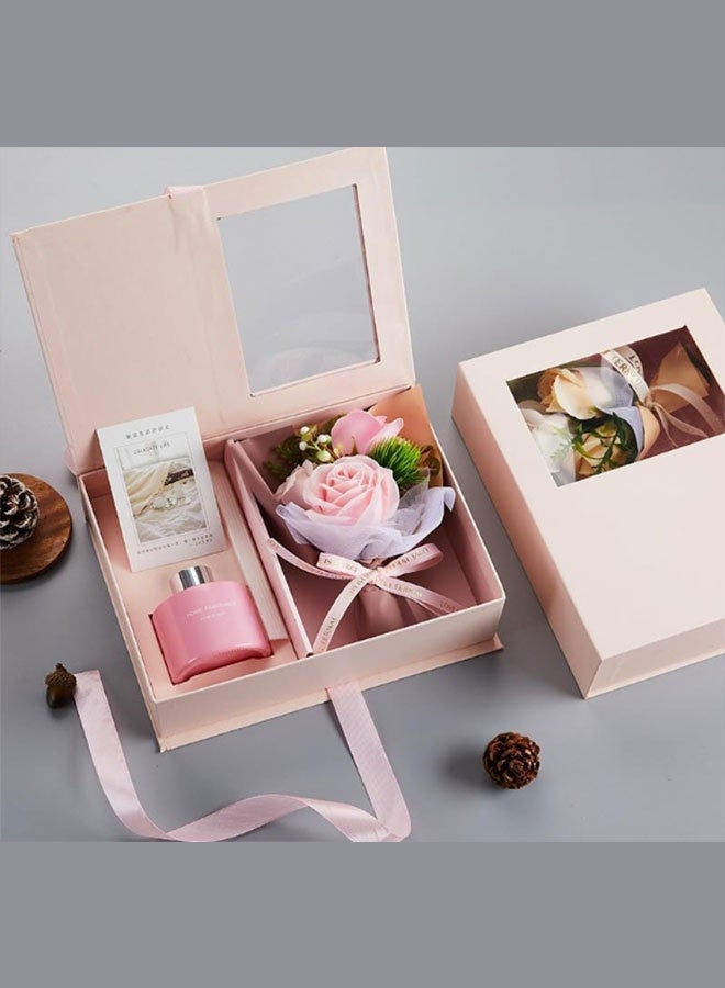 مجموعة هدايا منزلية فاخرة معطرة بعطر رائع وباقة زهور صغيرة جميلة للاسترخاء التام وتصميم أنيق للمنزل - Image 2