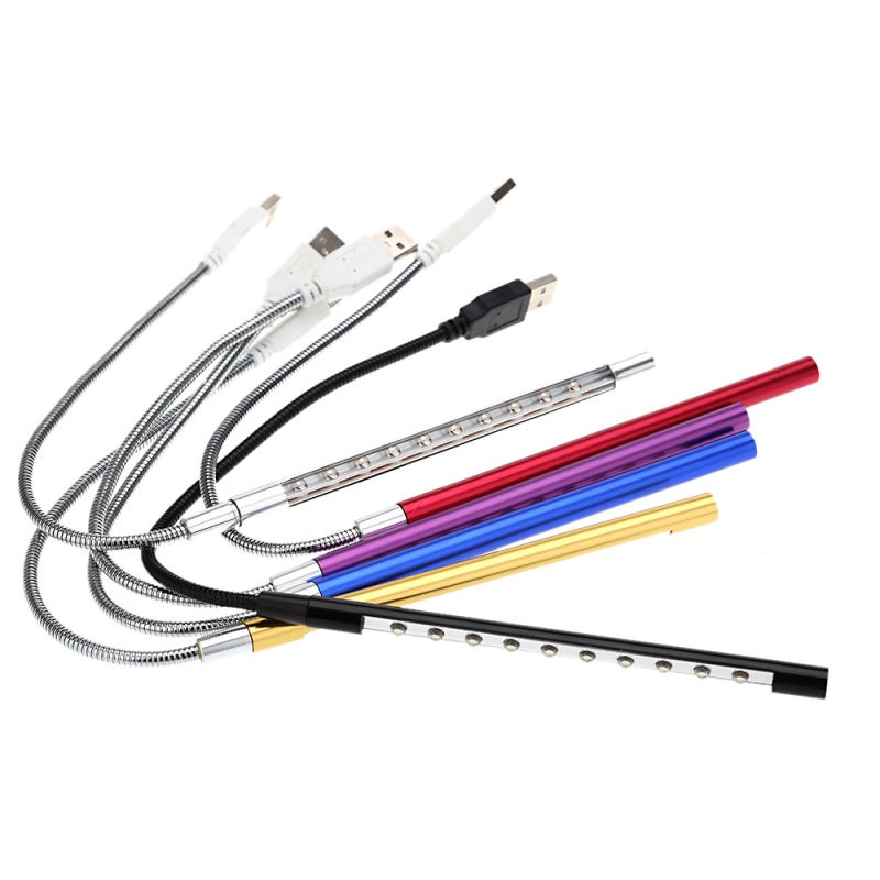 مصباح USB: مصباح مرن محمول فضي رفيع للغاية قابل للانحناء بزاوية 360 درجة بمصابيح LED 10 - يُقسم في منفذ USB للحصول على أكبر قدر من الإضاءة للاستخدام في السفر والحواسيب - Image 3