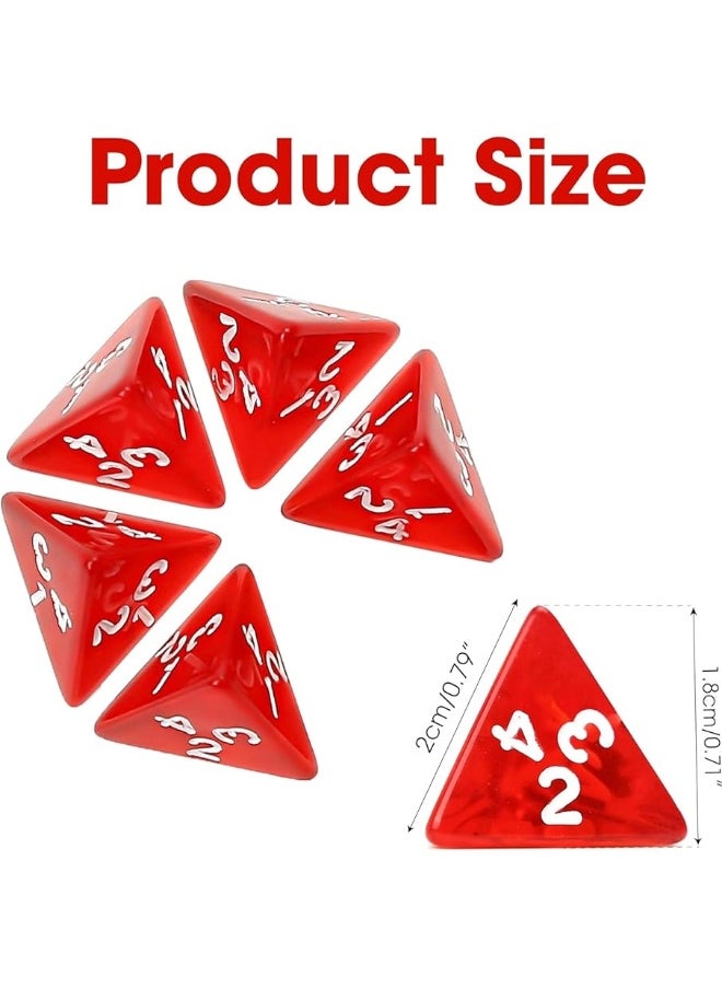 Marsrut 60PCS Red Four Sided D4 Dice for D&D TRPG Cup Games, Multi Gem Polyhedral Triangular Mini Acrylic Dice Set Suitable for Board Table RPG Gaming Theme Parties Gatherings Bar Gift for Friends Family  - Image 2