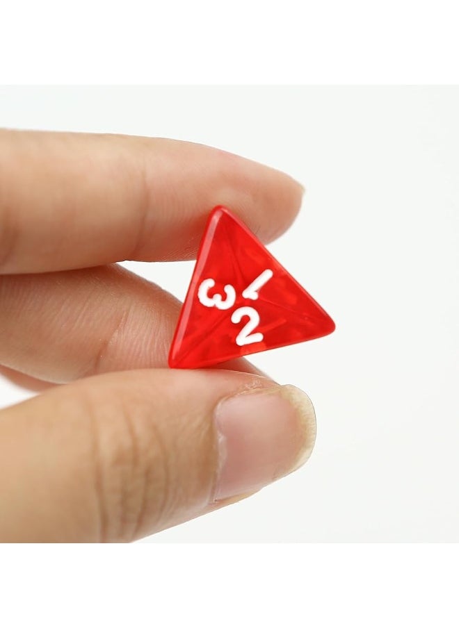 Marsrut 60PCS Red Four Sided D4 Dice for D&D TRPG Cup Games, Multi Gem Polyhedral Triangular Mini Acrylic Dice Set Suitable for Board Table RPG Gaming Theme Parties Gatherings Bar Gift for Friends Family  - Image 3