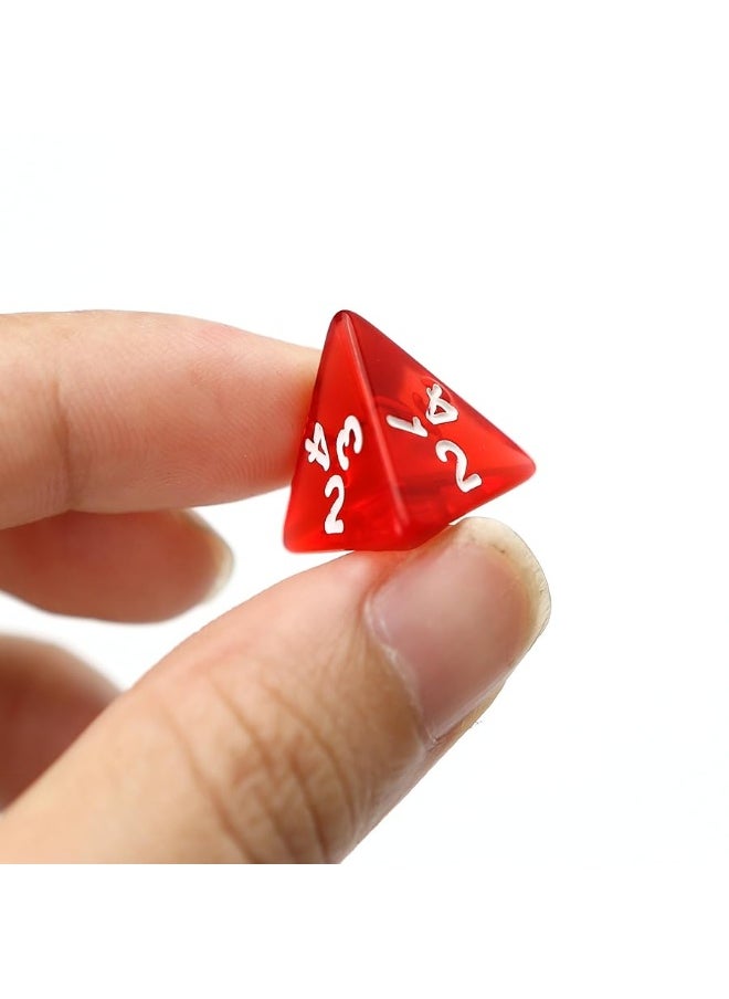 Marsrut 60PCS Red Four Sided D4 Dice for D&D TRPG Cup Games, Multi Gem Polyhedral Triangular Mini Acrylic Dice Set Suitable for Board Table RPG Gaming Theme Parties Gatherings Bar Gift for Friends Family  - Image 5