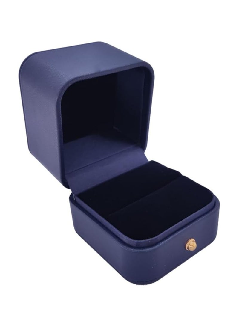 أوزيغالور صندوق خواتم فاخر من الجلد - صندوق تخزين مجوهرات باللون الأزرق للخطوبة، عرض الزواج، الذكرى السنوية، والهدايا - Image 1