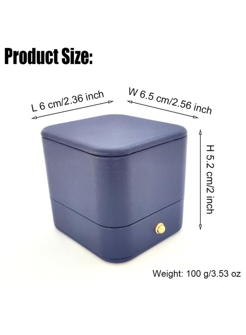 أوزيغالور صندوق خواتم فاخر من الجلد - صندوق تخزين مجوهرات باللون الأزرق للخطوبة، عرض الزواج، الذكرى السنوية، والهدايا - Image 3