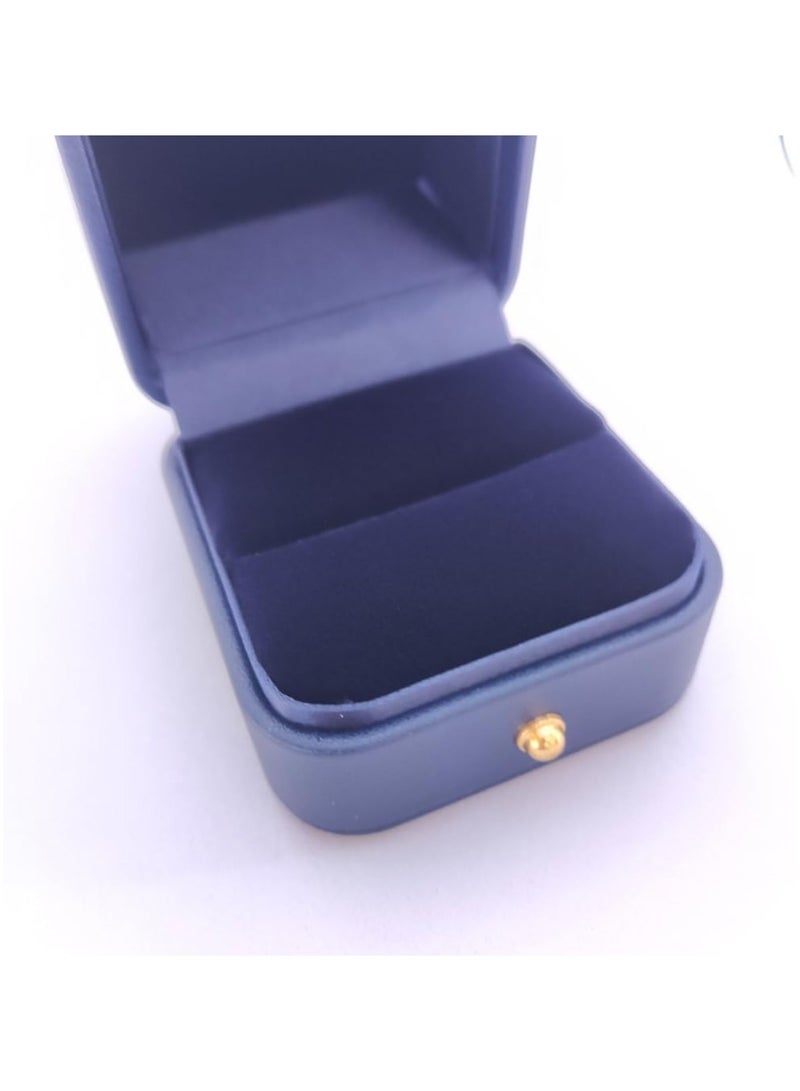 أوزيغالور صندوق خواتم فاخر من الجلد - صندوق تخزين مجوهرات باللون الأزرق للخطوبة، عرض الزواج، الذكرى السنوية، والهدايا - Image 4
