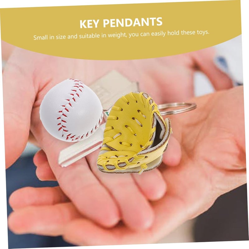 FOMIYES 4 Sets Baseball Glove and Bat Key Chain Decor DIY Craft Accessories for Outdoor Activities Miniature Sports Ornaments for Keys Bags and Home Display - Image 3