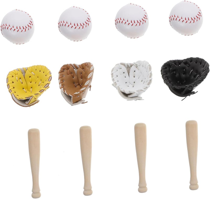 FOMIYES 4 Sets Baseball Glove and Bat Key Chain Decor DIY Craft Accessories for Outdoor Activities Miniature Sports Ornaments for Keys Bags and Home Display - Image 1