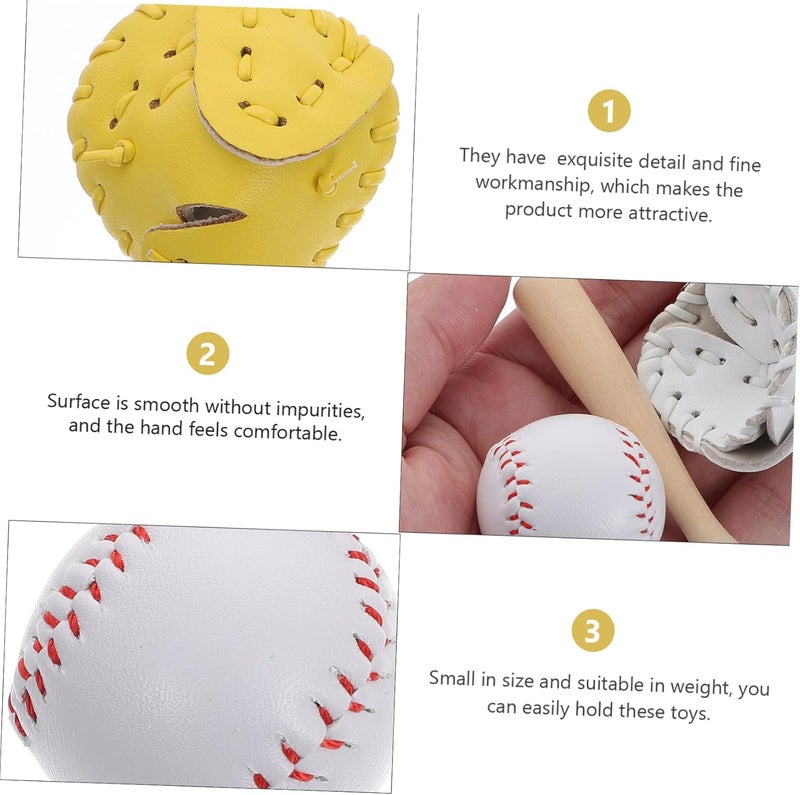 FOMIYES 4 Sets Baseball Glove and Bat Key Chain Decor DIY Craft Accessories for Outdoor Activities Miniature Sports Ornaments for Keys Bags and Home Display - Image 4