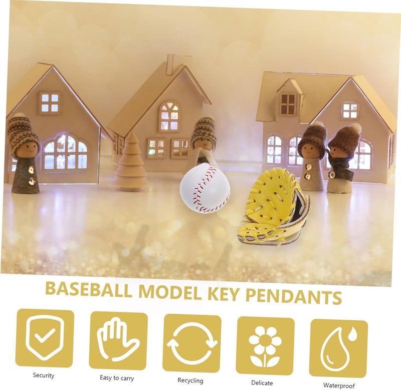 FOMIYES 4 Sets Baseball Glove and Bat Key Chain Decor DIY Craft Accessories for Outdoor Activities Miniature Sports Ornaments for Keys Bags and Home Display - Image 5