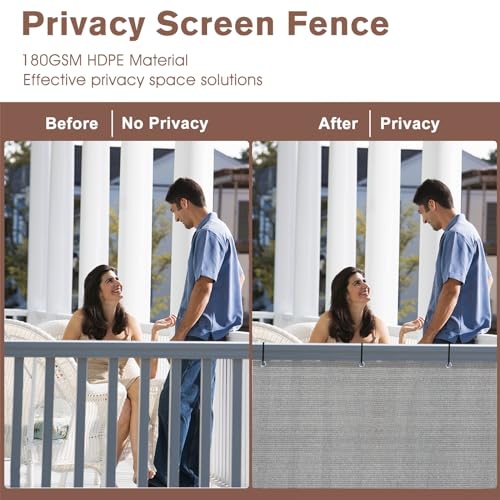 SUNNY GUARD شاشة خصوصية للشرفة SUNNY GUARD 2.5/2.6/3/3.3/4/5/6/8، سياج خصوصية، درابزين شقق، شاشة مقاومة للرياح للاستخدام الخارجي، شرفة، فناء، خصوصية سطح السفينة، 3'x10' بني-رمادي (نقدم أحجام مخصصة) - Image 3