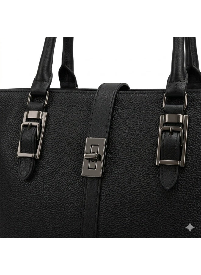 KANAZ Women's Tote Bag, Faux Leather, Large Capacity, Modern Style with Metal Lock - Image 2