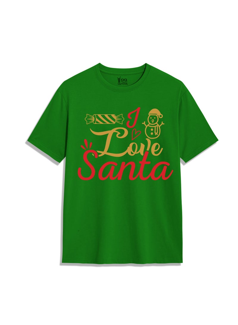 Yoo Street I LOVE SANTA  FESTIVE HOLIDAY T-SHIRT FOR CHRISTMAS CELEBRATIONS