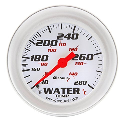 Equus 8442 2-5/8" Mechanical Water Temperature Gauge, White with Aluminum Bezel - Image 1