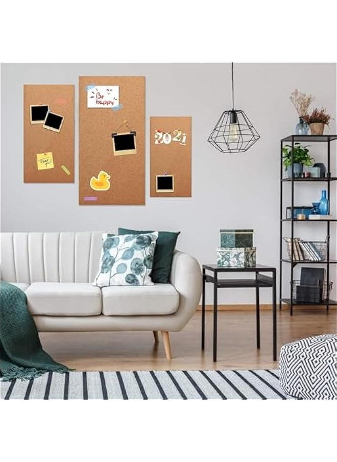 HOOKOR 8 pack Cork Bulletin Board,Thick Cork Board Tiles Frameless Cork Tiles, Self-Adhesive Corkboards Wall Decor Bonus Pushpins for Office, School and Home  - Image 5