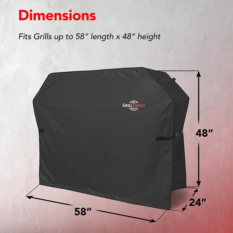 GrillTough Heavy Duty BBQ Grill Cover for Outdoor Grill, 58 Inch â€“ Waterproof, Weather Resistant, UV & Fade Resistant with Adjustable Straps â€“ Gas Grill Cover for Weber, Charbroil, etc. Charcoal - Image 2