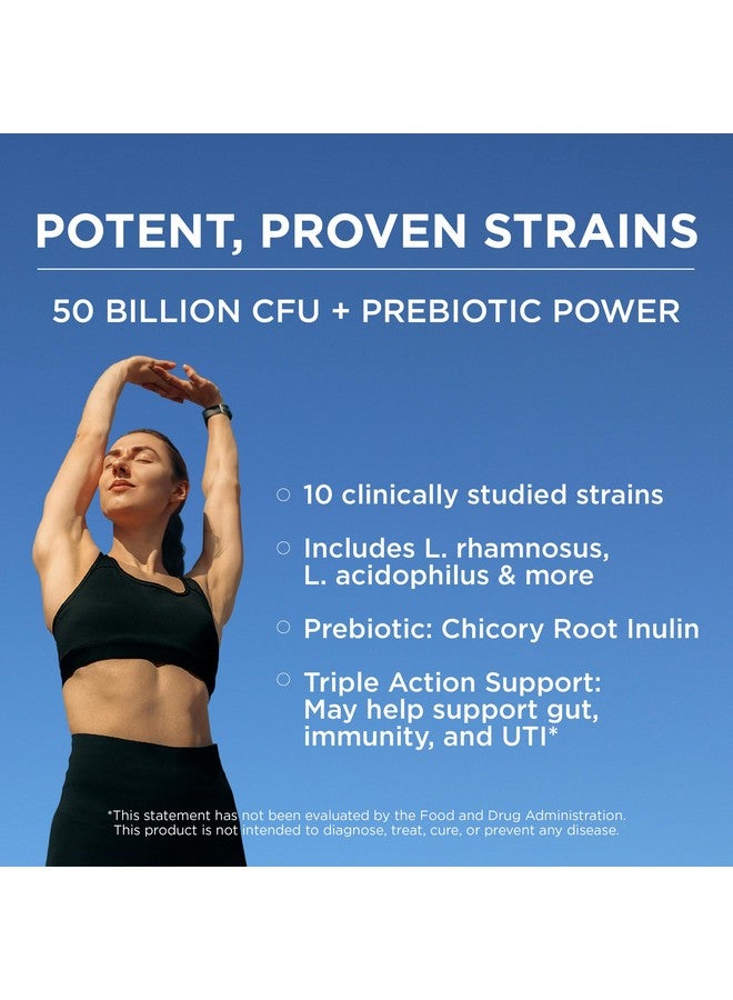 Omax3 Omax Prebiotic & Probiotic 50 Billion CFU + Chicory Inulin, 10 Strains, Reduce Bloating, Digestion, SIBO, Leaky Gut, Vaginal pH, Acidophilus, Vegan, Dairy Free, Gluten Free, Blister Packaged  - Image 5