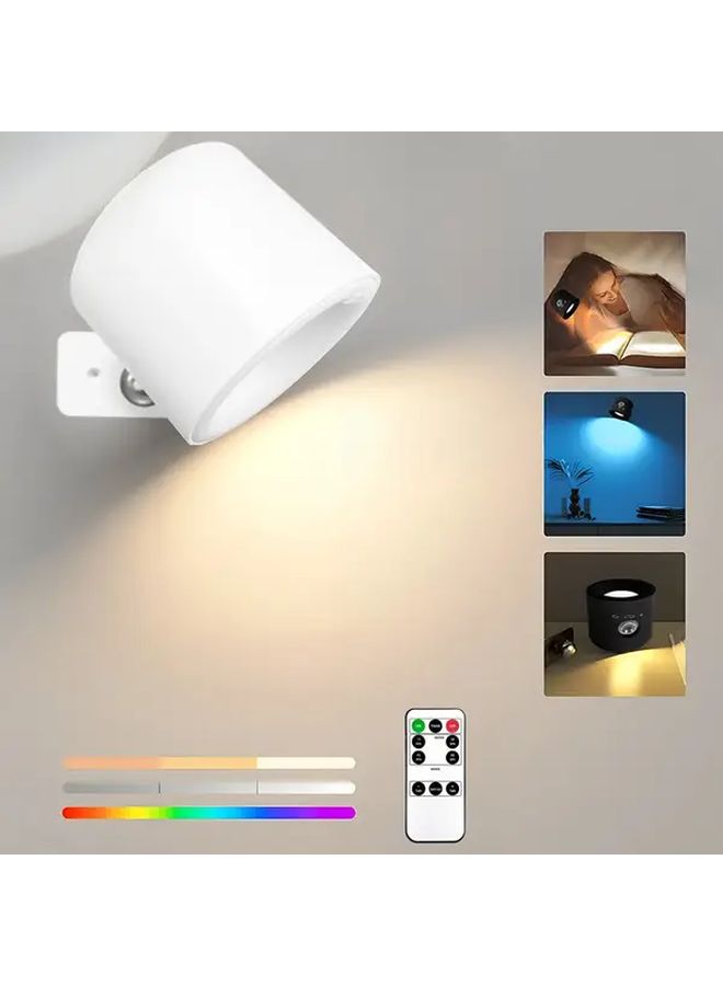 Black Double Sided LED Wall Lamp 360 Rotation Touch Remote Home Light - Image 1