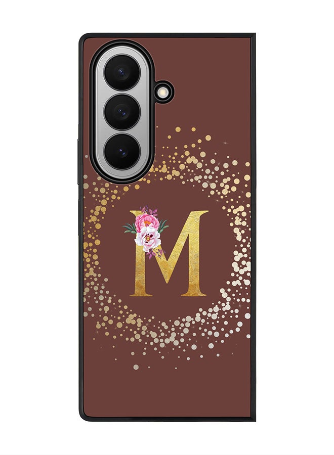 Stylizedd For Samsung Galaxy Z Fold7 Case,Slim fit Camera Protection, Shockproof Thin Phone cover  - Custom Monogram Floral - M  (Brown )