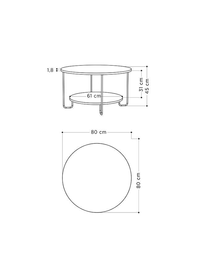 Mourah Home Corro Modern Round Coffee Table Centre Table For Living Room Office Industrial Sofe Table With Metal Legs Versatile Design| For Small Spaces Living Room Bedroom|45X80X80Cm | Oak- 2 Years Warranty - Image 4
