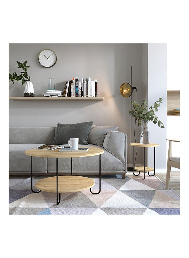 Mourah Home Corro Modern Round Coffee Table Centre Table For Living Room Office Industrial Sofe Table With Metal Legs Versatile Design| For Small Spaces Living Room Bedroom|45X80X80Cm | Oak- 2 Years Warranty - Image 2